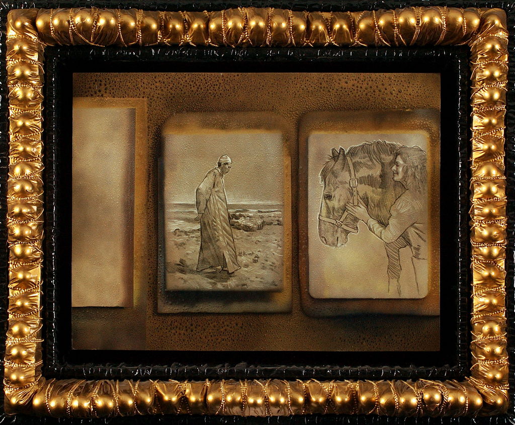 Lacquer and Pencil on Wood, Framed, 48in x 32in - 2002